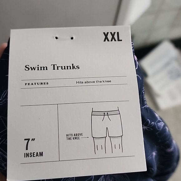 Goodfellow & Co Navy Blue Tropical Print Swim Trunks Size XXL - Picture 6 of 6